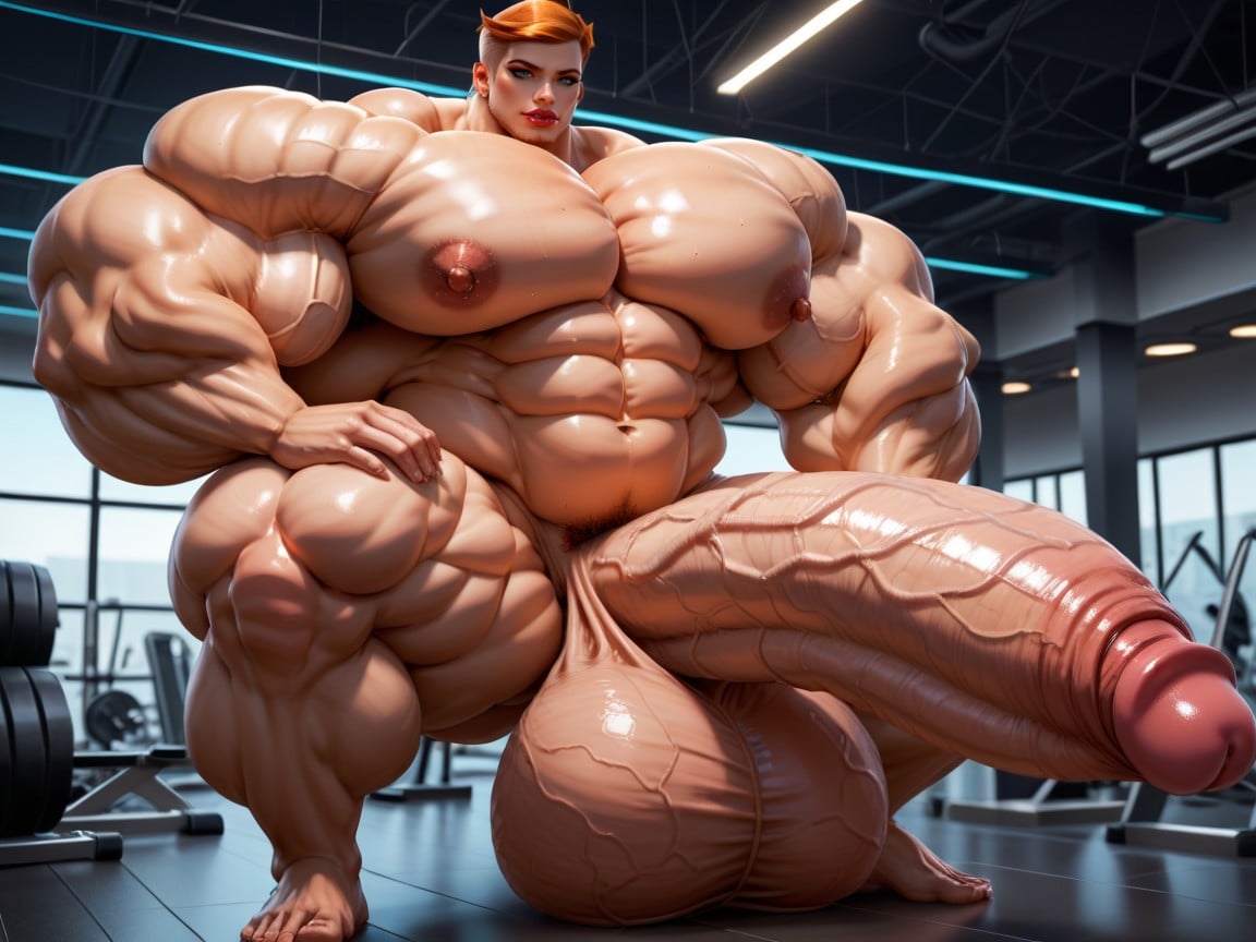 Hyper Growing, Penis Bigger Than Body, Balls Are Big Enough To Touch The Floor Shemale AI Porn