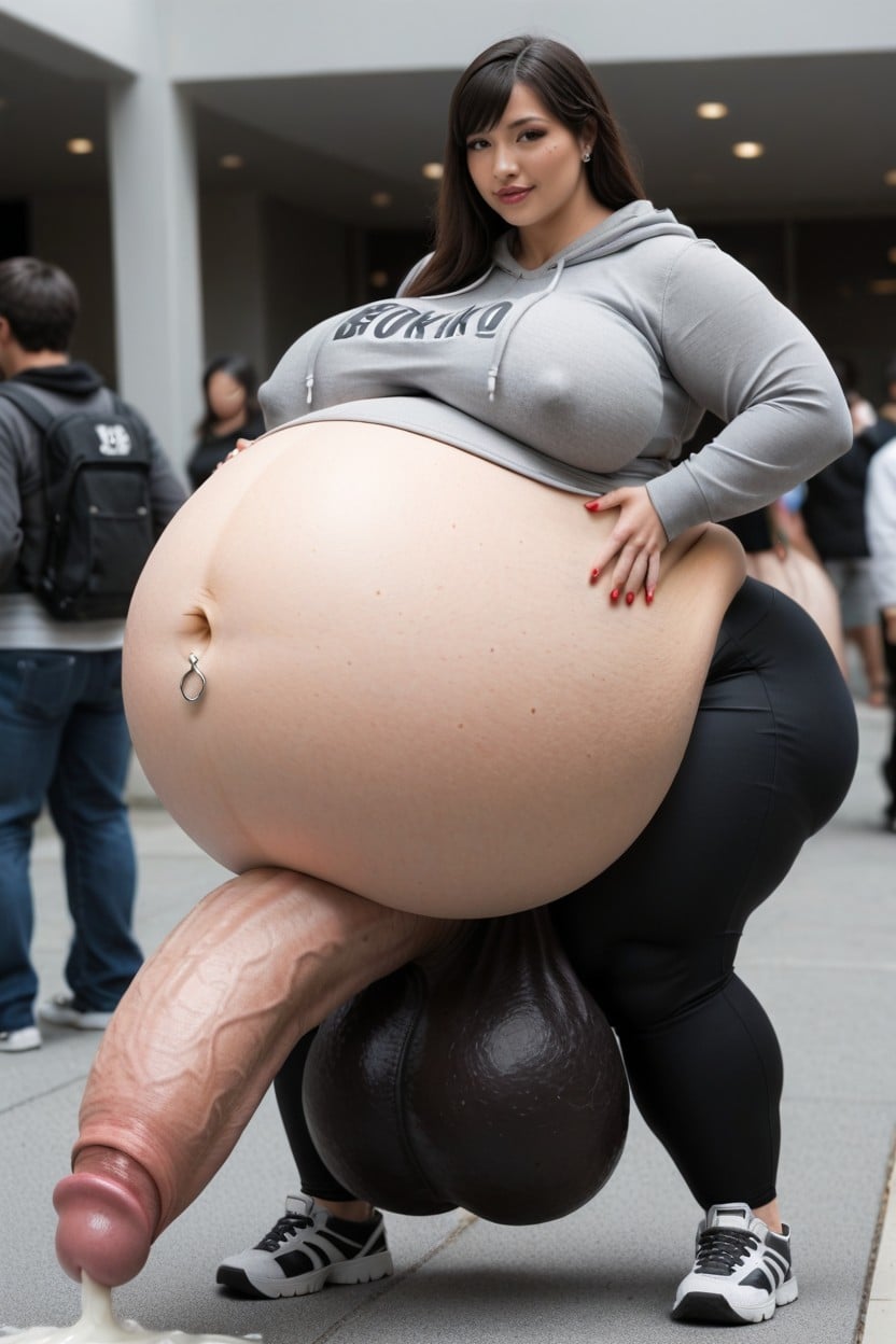Cumming On People, Huge Bloated Pregnant Belly, Hyper Massive Testicles Shemale AI Porn