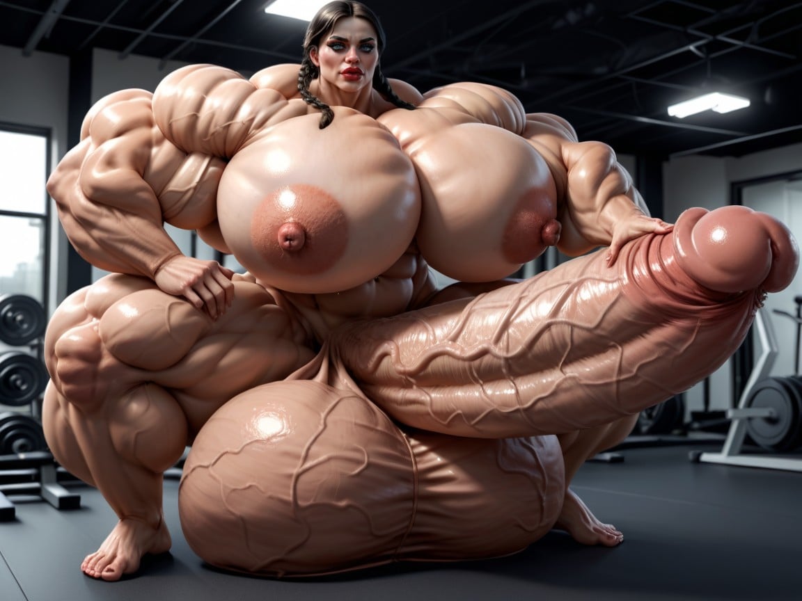 Naked, Gorgeous Face, Balls Are Big Enough To Touch The Floor Shemale AI Porn