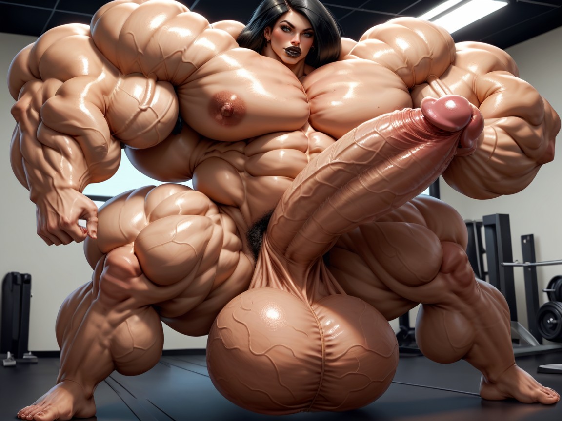 Hyper Growing, Hyper Gigantic Lips, Hyper Absurdly Oversized Muscle ニューハーフAIポルノ