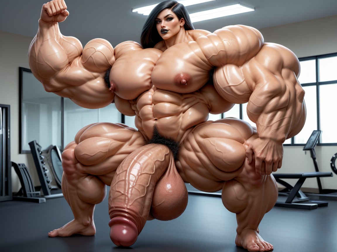 Hyper Gigantic Growing, Balls Are Big Enough To Touch The Floor, Penis The Size Of The Gym 人妖AI黃片