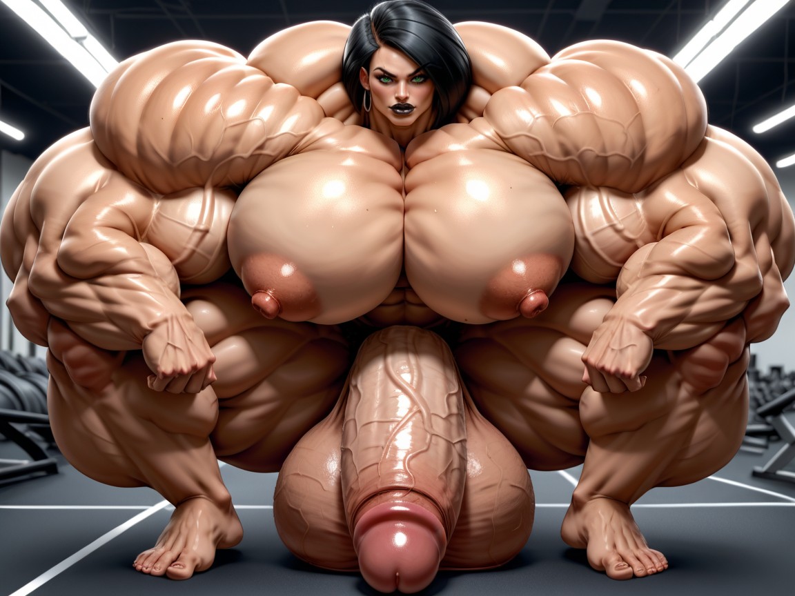 Cosplay, Hyper Gigantic Abs, Hyper Gigantic Muscle Hips Shemale AI Porn