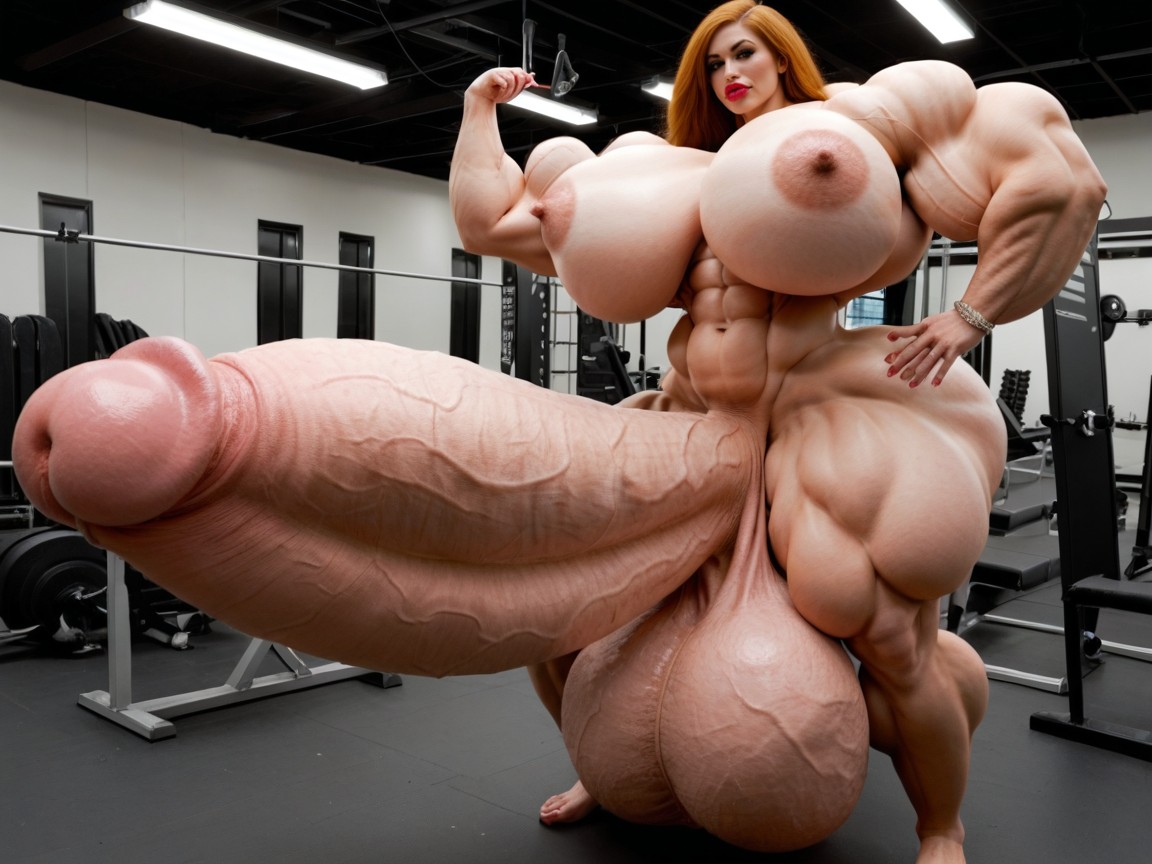 Hyper Oversized Muscle, Rounded Ass, Nude Hyper Futanari With Hyper Gigantic Penis Shemale AI Porn