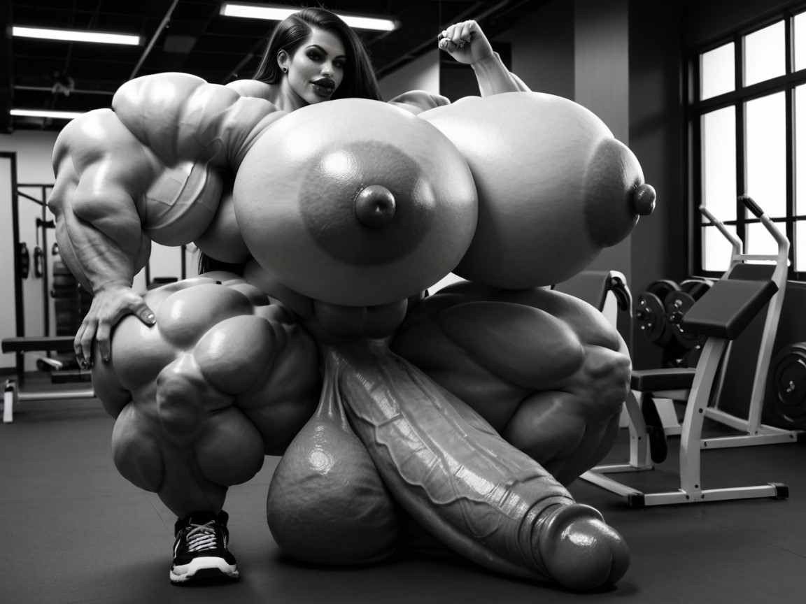Hyper Long Penis, Small Breasts, Penis The Size Of The Gym Shemale AI Porn