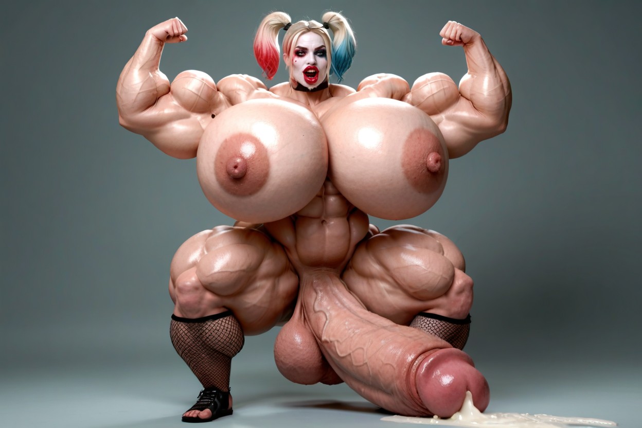 Full Body View, Hyper Absurdly Oversized Muscle, Oversized Thick Arms 人妖AI黃片