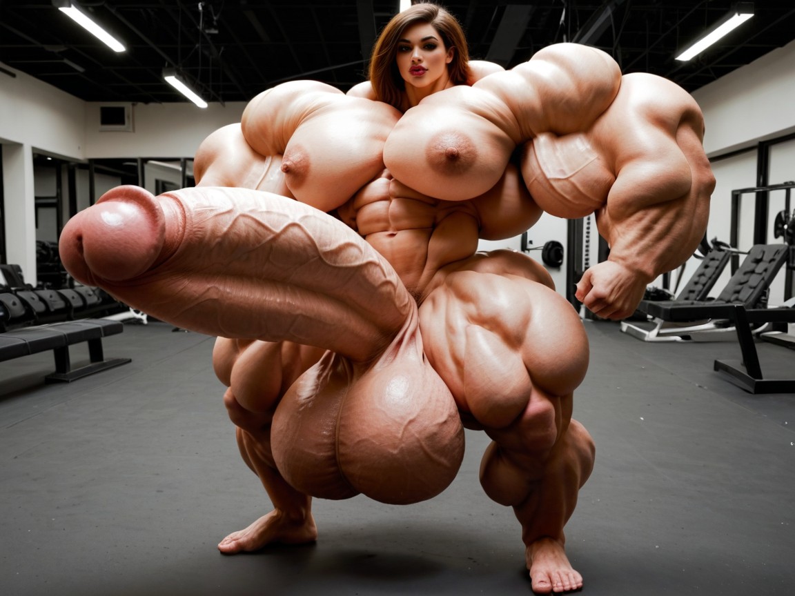 Extremadamente Musculoso, Giant Bulging Penis, Pene Más Grande Que El Cuerpo Porno shemale IA