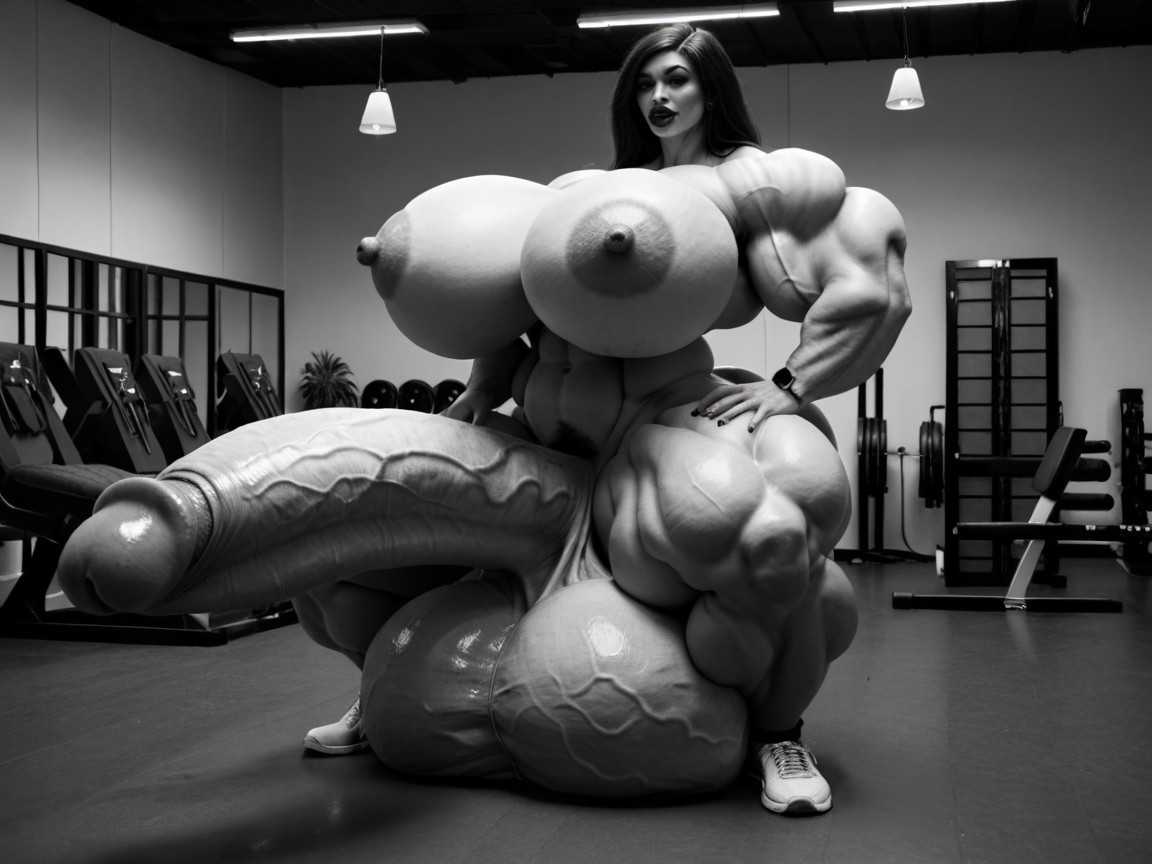 Hyper Oversized Balls, Penis Gigantic Then Torso, Giant Bulging Penis Porno IA transsexuelle