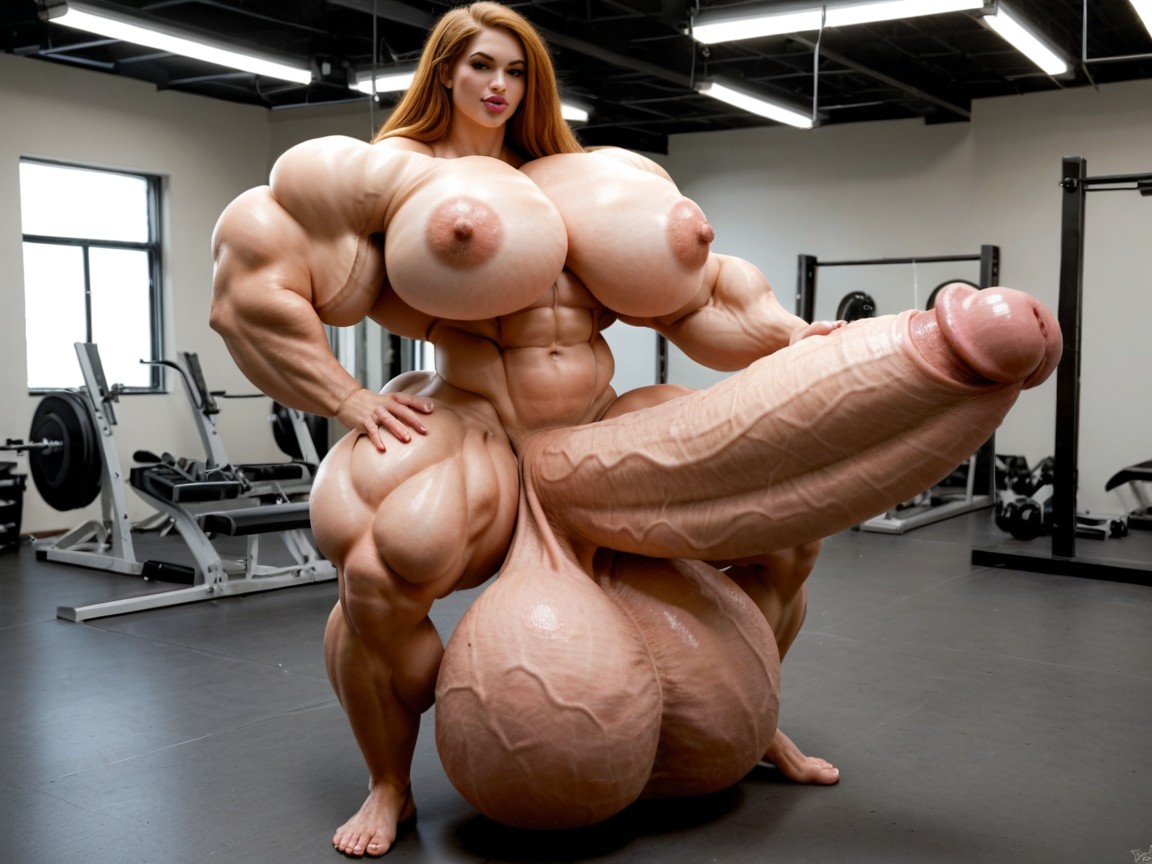 Hyper Gigantic Massive Biceps, Hyper Gigantic Massive Balls, Penis Gigantic Then Torso Porno IA transsexuelle