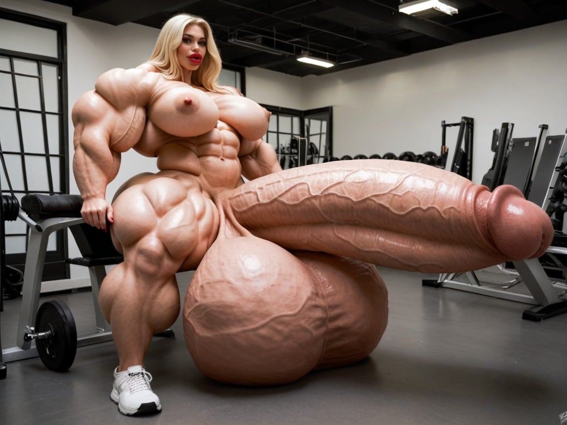 Hyper Oversized Balls, Ultra Detailed Face, Penis The Size Of The Gym Transfrau KI-Porno