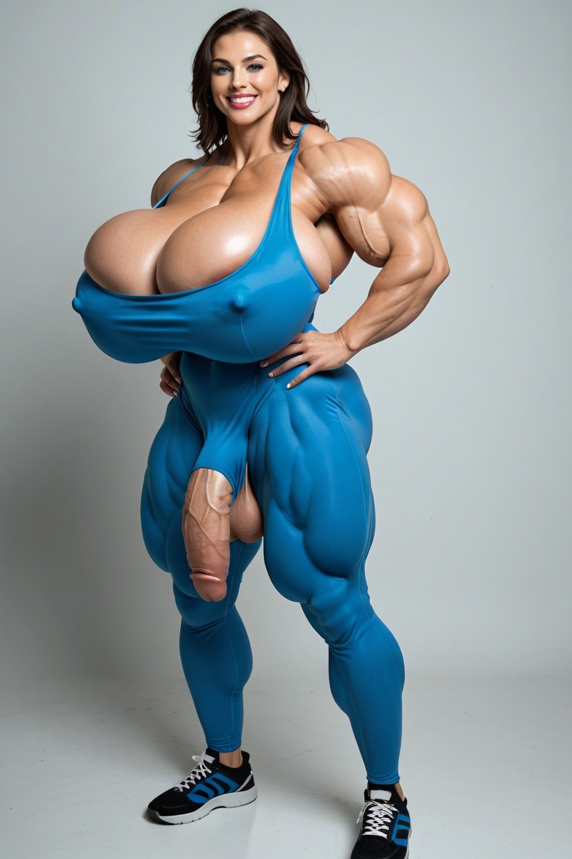 Blue Velvet Bodysuit, Side View, Massif Porno IA transsexuelle