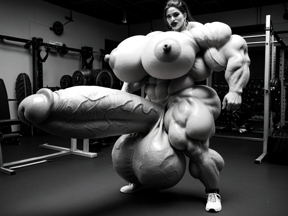 Hyper Oversized Enormous Massive Girthy Penis, Hyper Gigantic Massive Biceps, Hyper Oversized Muscle Porno IA transsexuelle
