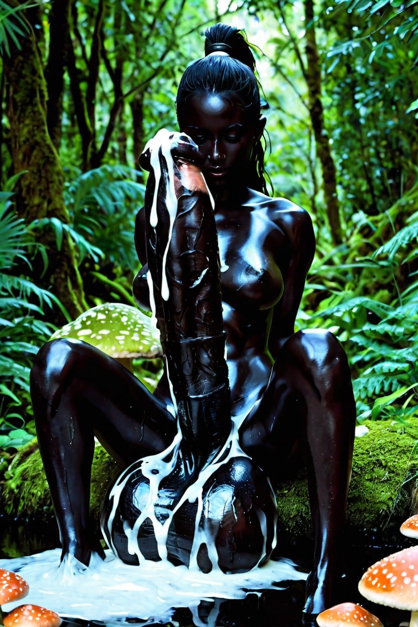 Queue De Cheval Haute, Mushroom-shaped Penis With An Impossibly Large Glans, Jungle Porno IA transsexuelle