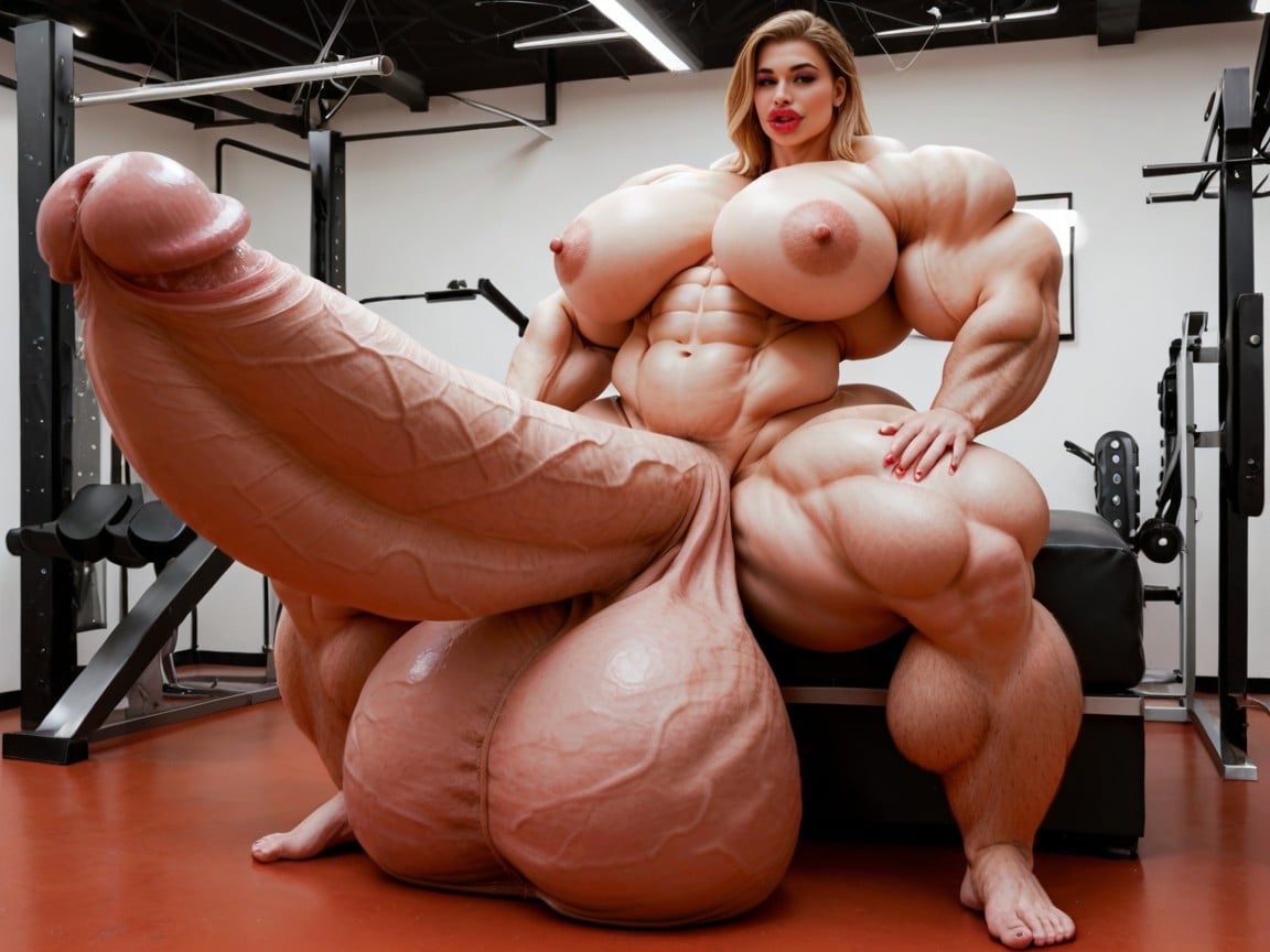 Hyper Gigantic Muscle Growth, Hyper Gigantic Penis, Hyper Gigantic Balls ニューハーフAIポルノ