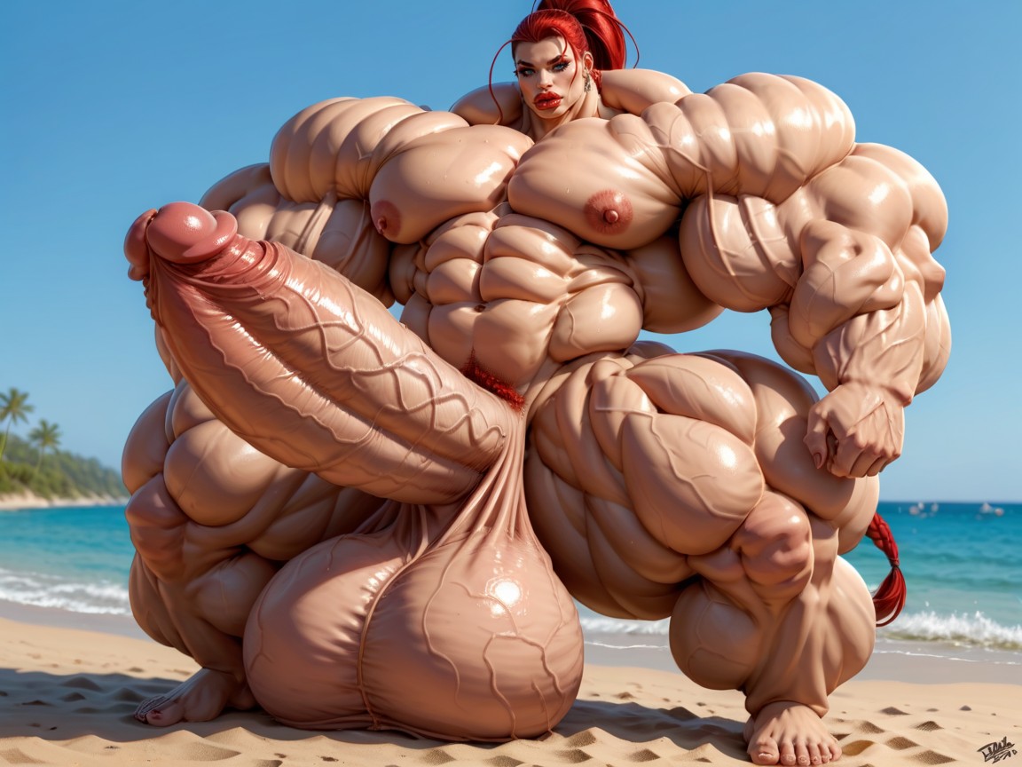Hyper Gigantic Balls, Hyper Oversized Enormous Massive Girthy Penis, Hyper Gigantic Swollen Bimbo Lips Porno IA transsexuelle