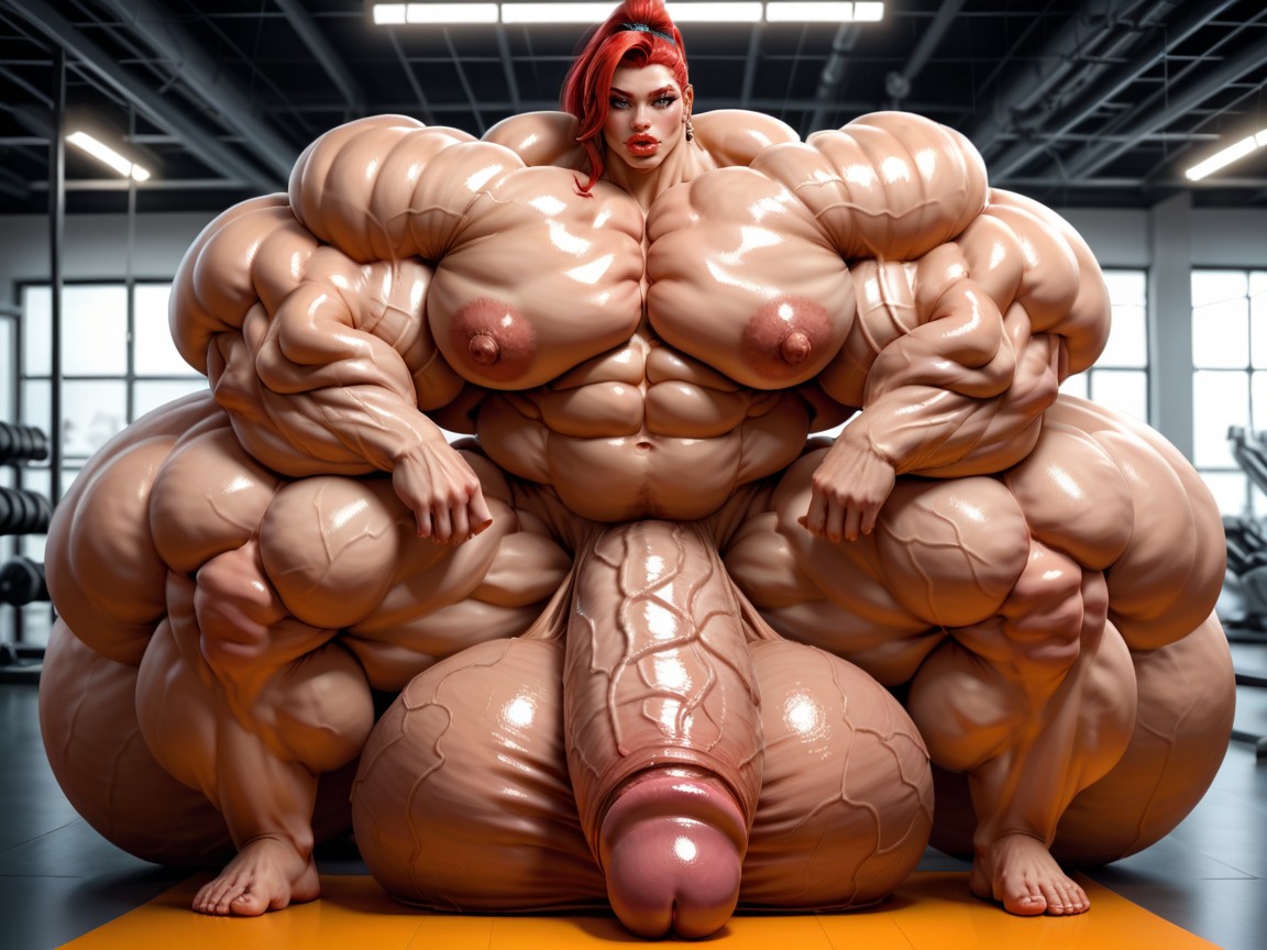非常に筋肉質, Penis Is Just Way Too Gigantic, Nude Hyper Futanari With Hyper Gigantic Penis ニューハーフAIポルノ