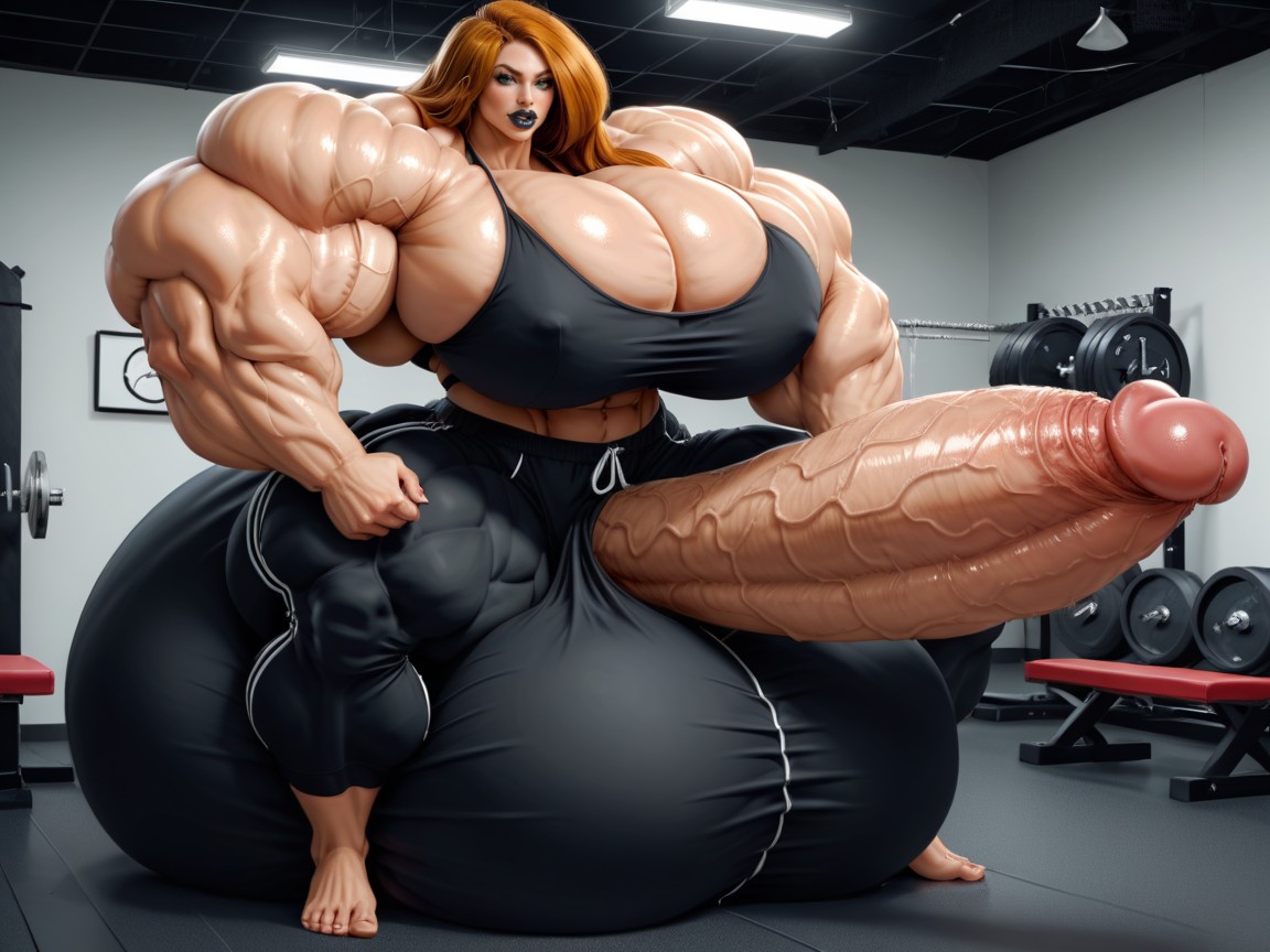 Hyper Oversized Gigantic Massive Muscle, Extrêmement Musclé, Hyper Oversized Gigantic Massive Wides Penis Porno IA transsexuelle