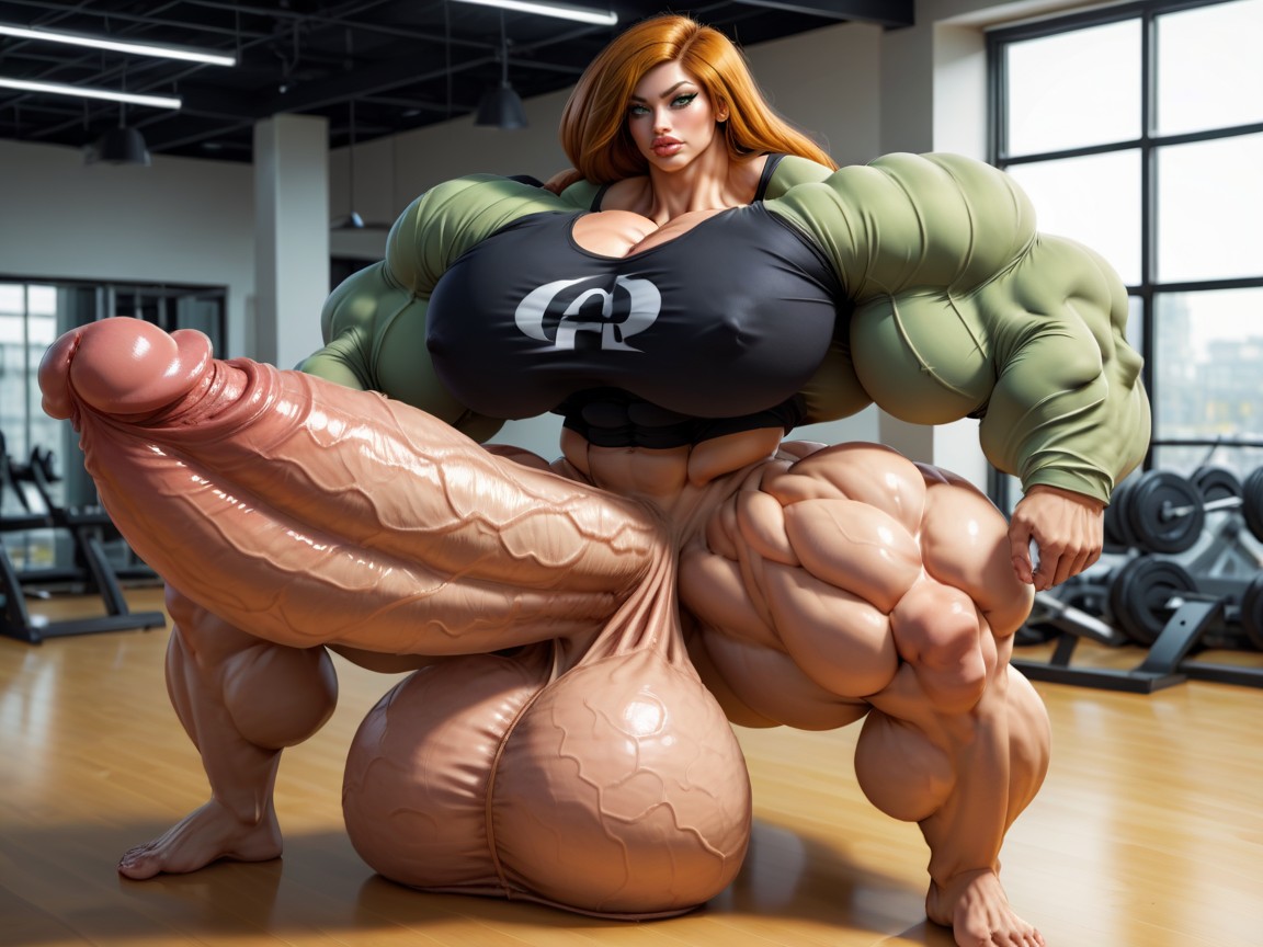 Hyper Gigantic Abs, Hyper Gigantic Balls, Extremamente Musculado Travesti IA Pornô