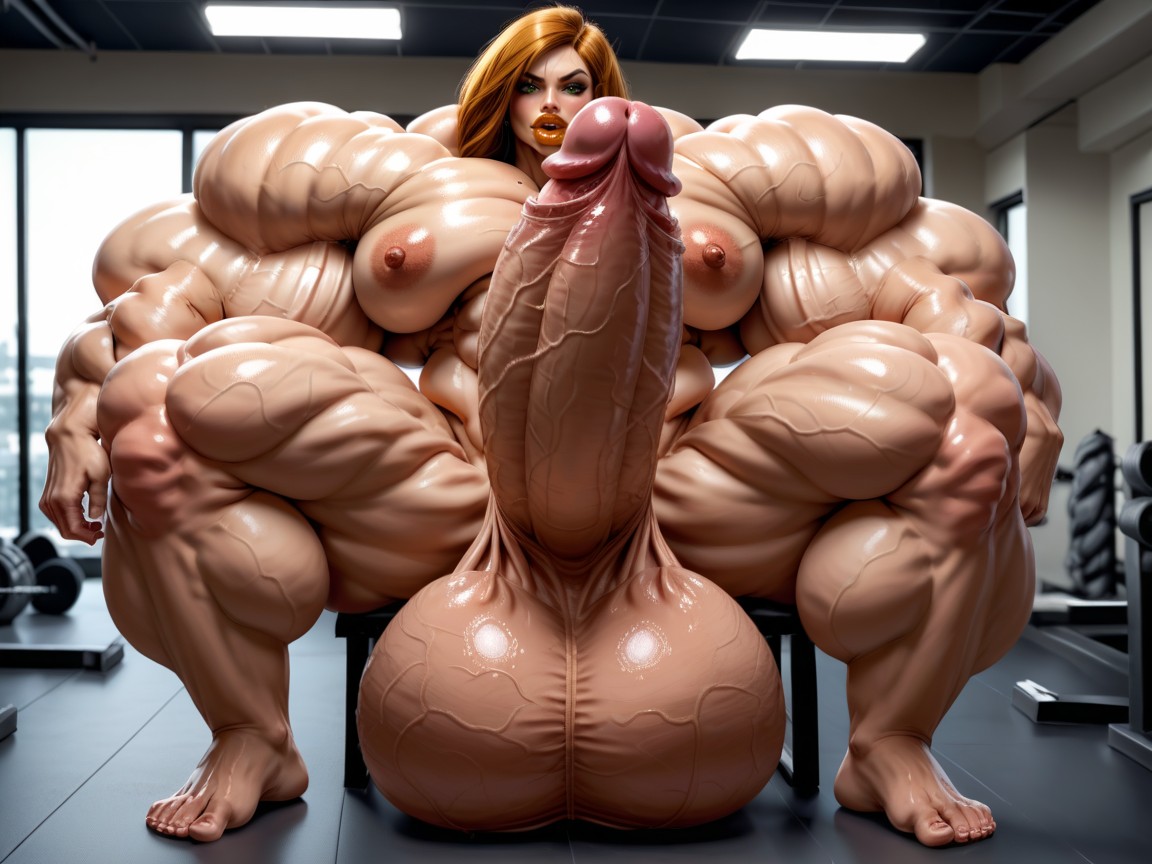 Hyper Penis Growth, Pénis Maior Do Que O Corpo, Hyper Gigantic Lips Travesti IA Pornô