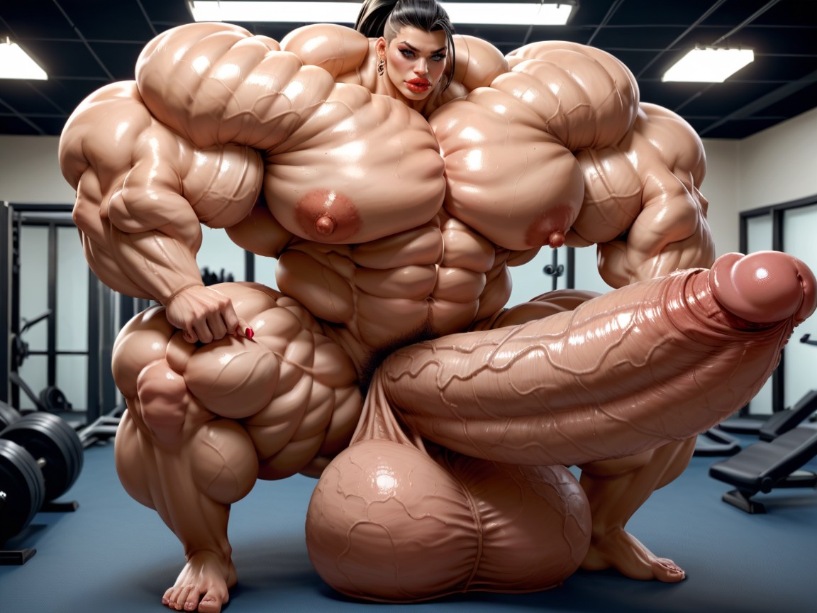 Hyper Balls Growth, Penis Gigantic Then Torso, Hyper Oversized Gigantic Massive Wides Penis Shemale AI Porn
