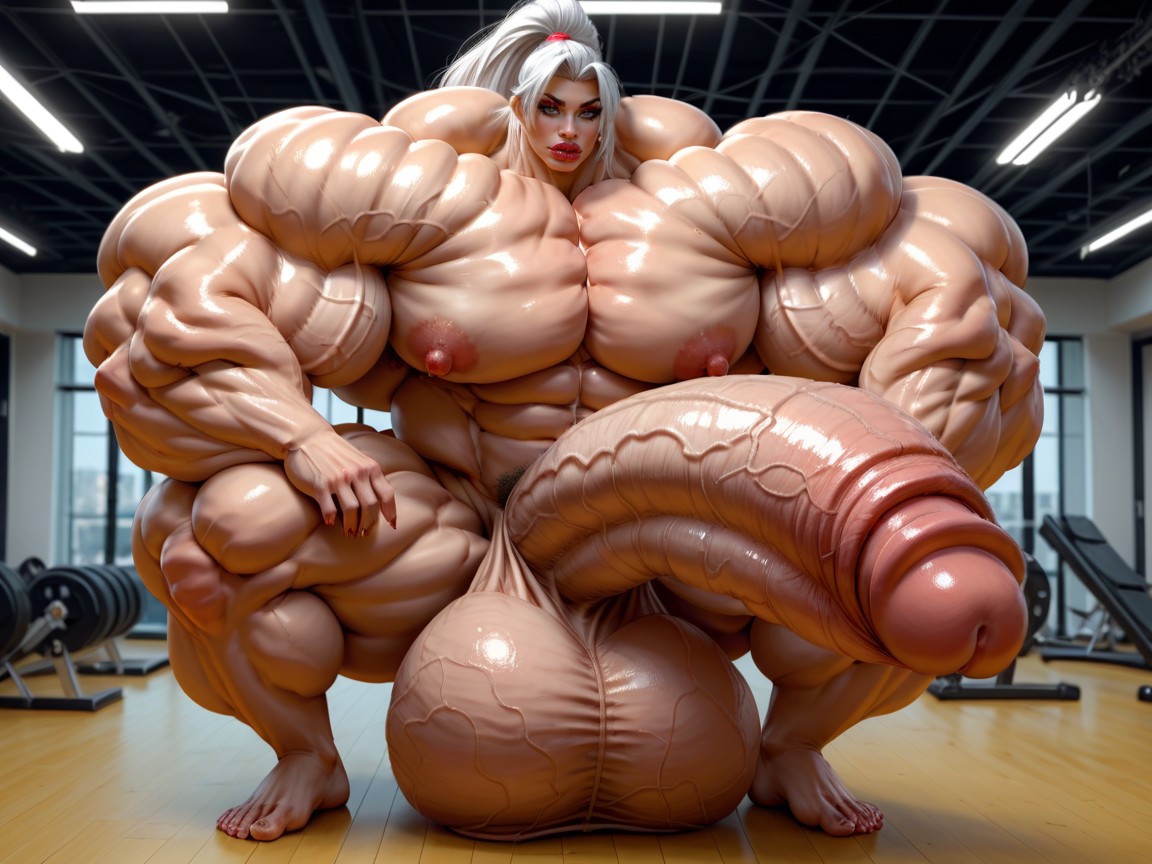 Hyper Oversized Gigantic Muscle Women, Hyper Bimbo, Hyper Balls Growth Shemale AI Porn