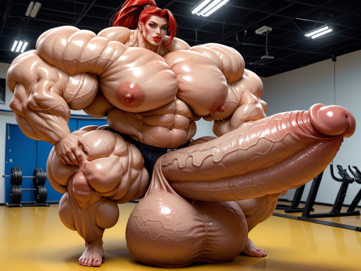 Hyper Balls Growth, Hyper Oversized Gigantic Balls, Kleine Brust Transfrau KI-Porno