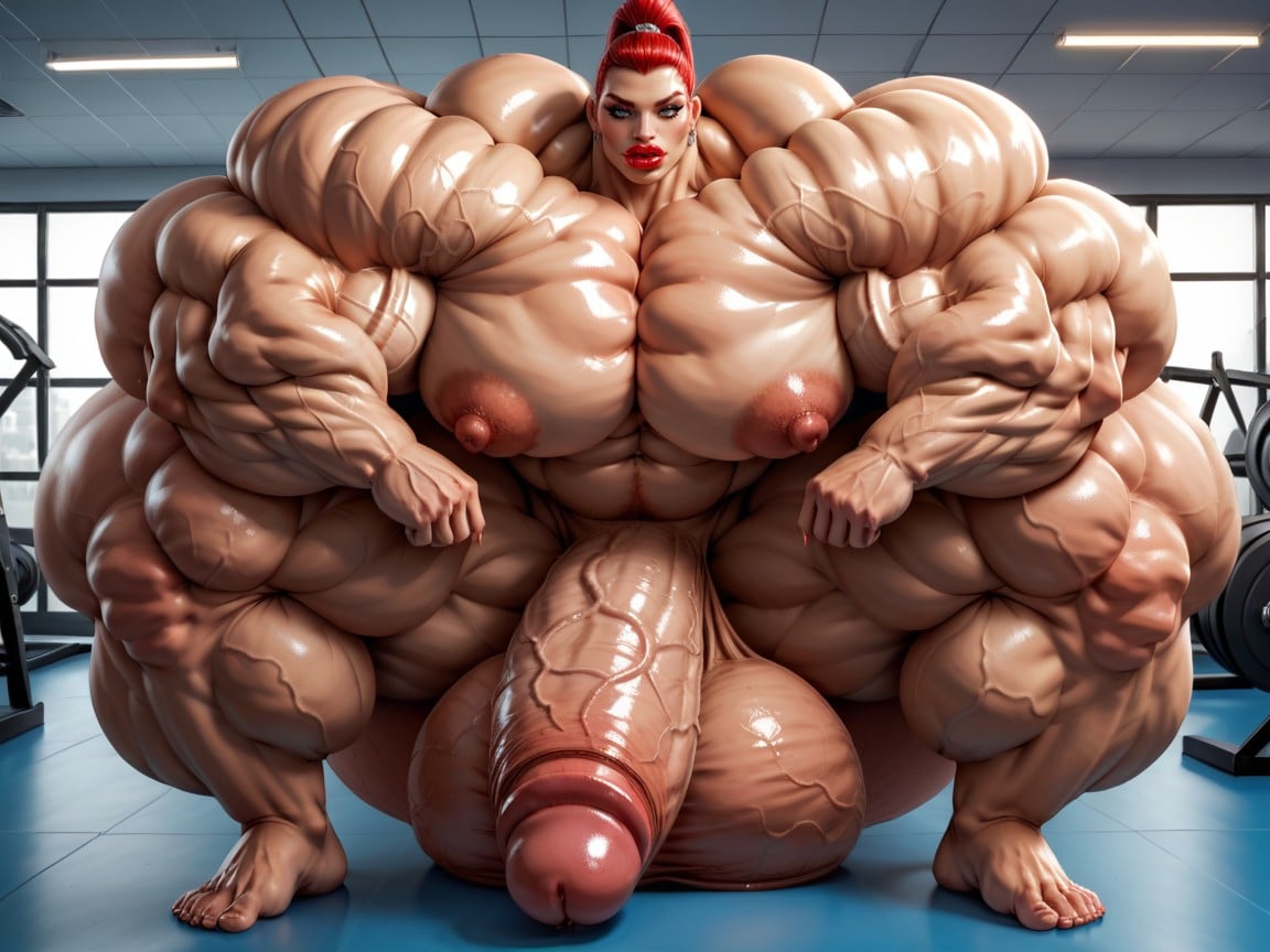 Hyper Gigantic Massive Balls, 극도로 근육질, Hyper Gigantic Massive Penis 쉬메일 AI 포르노