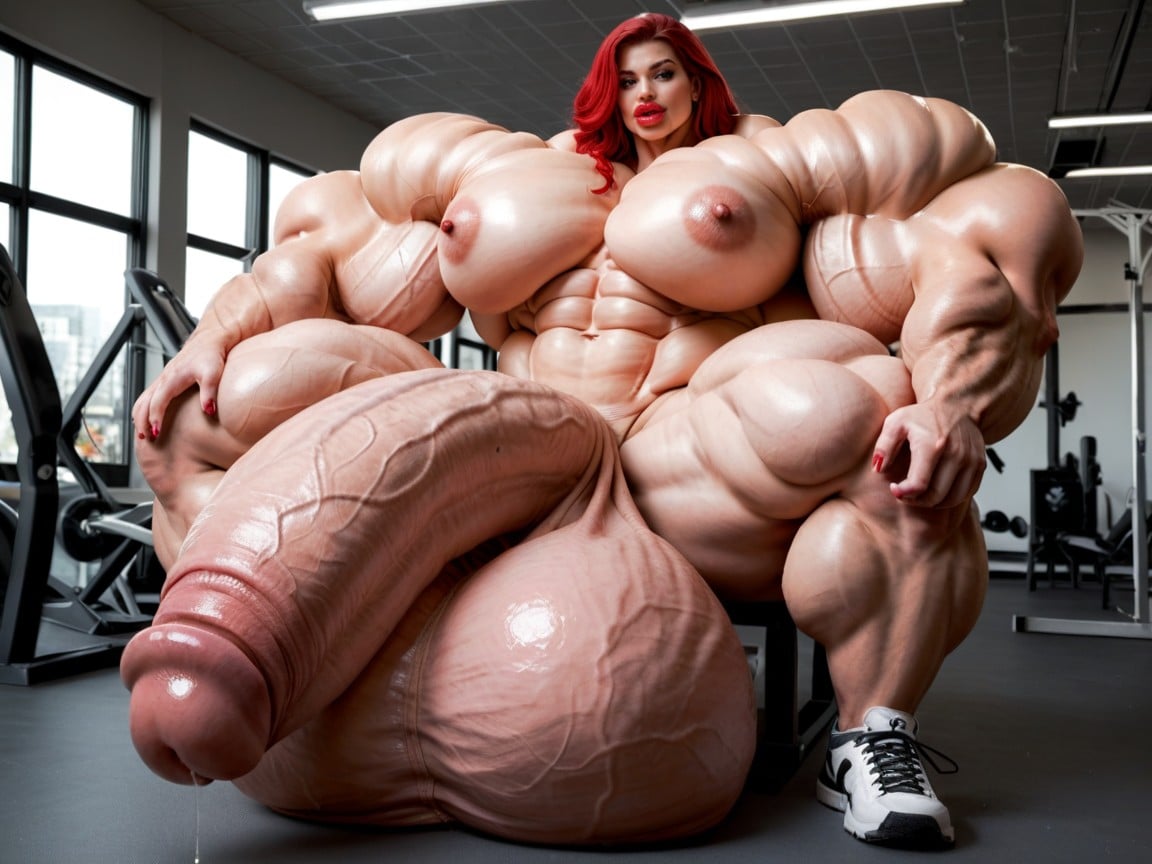 Hyper Balls Growth, Naked, Hyper Gigantic Muscle Hips 人妖AI色情