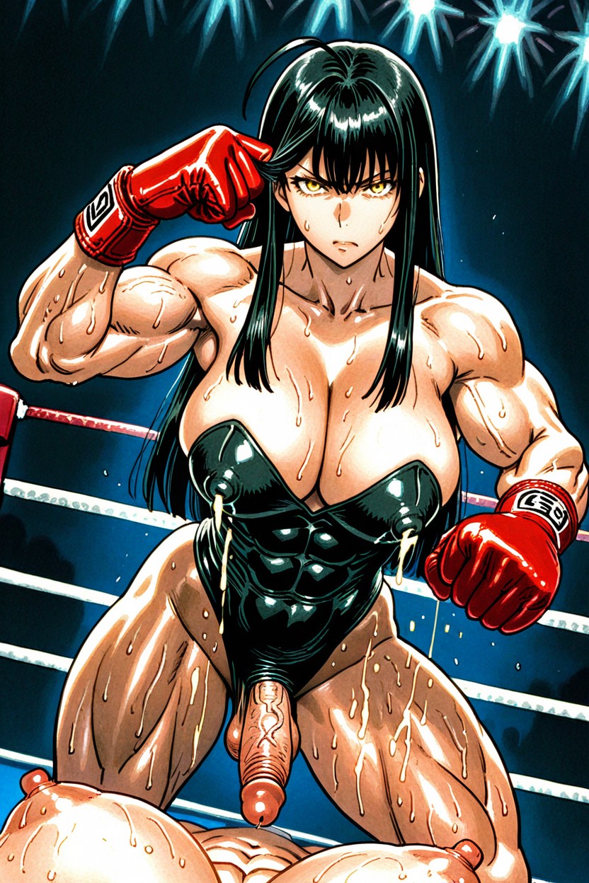 Black Hair, Sharp Eyes Glaring, Yellow Eyes Porno IA transsexuelle