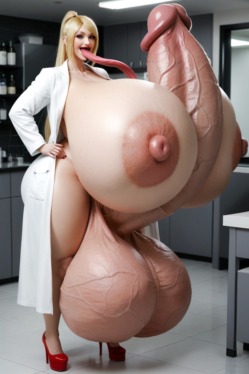Hyper Gigantic Testicles, Extremely Large Ass, Impossibly Long Hyper Tongue Транссексуалы AI порно