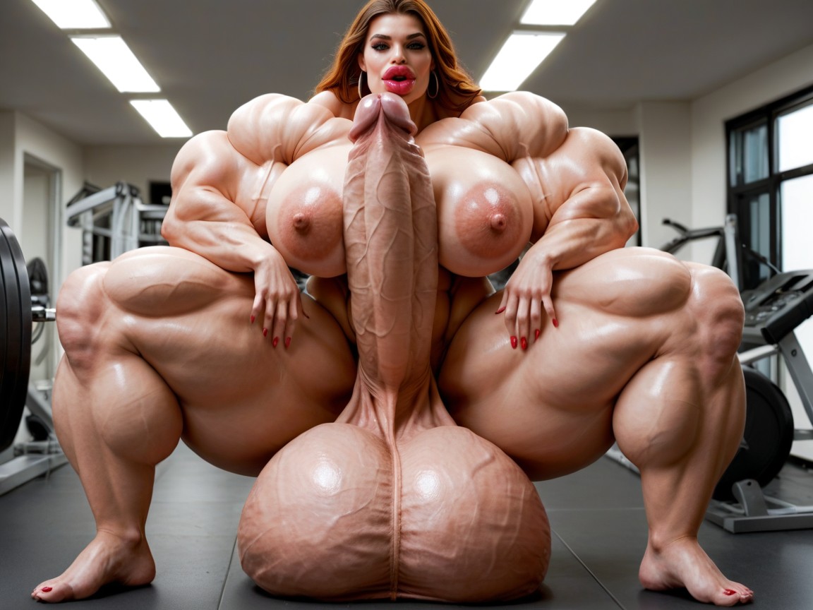 Penis Bigger Than Body, Hyper Oversized Gigantic Penis, Hyper Gigantic Balls Shemale AI Porn