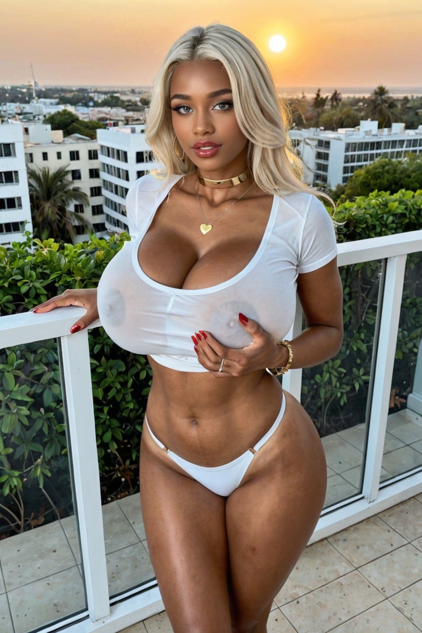 Camel Toe, Red Lipstick, Tight Shirt Shemale AI Porn