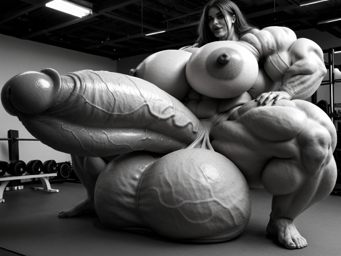 Hyper Oversized Gigantic Penis, Hyper Gigantic Massive Penis, Rounded Ass Shemale AI Porn