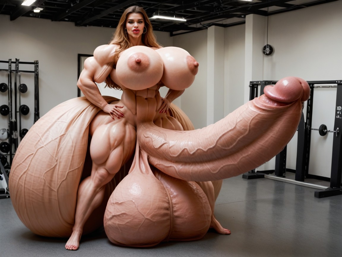 Balls Are Big Enough To Touch The Floor, Hyper Oversized Gigantic Penis, Hyper Gigantic Abs ニューハーフAIポルノ