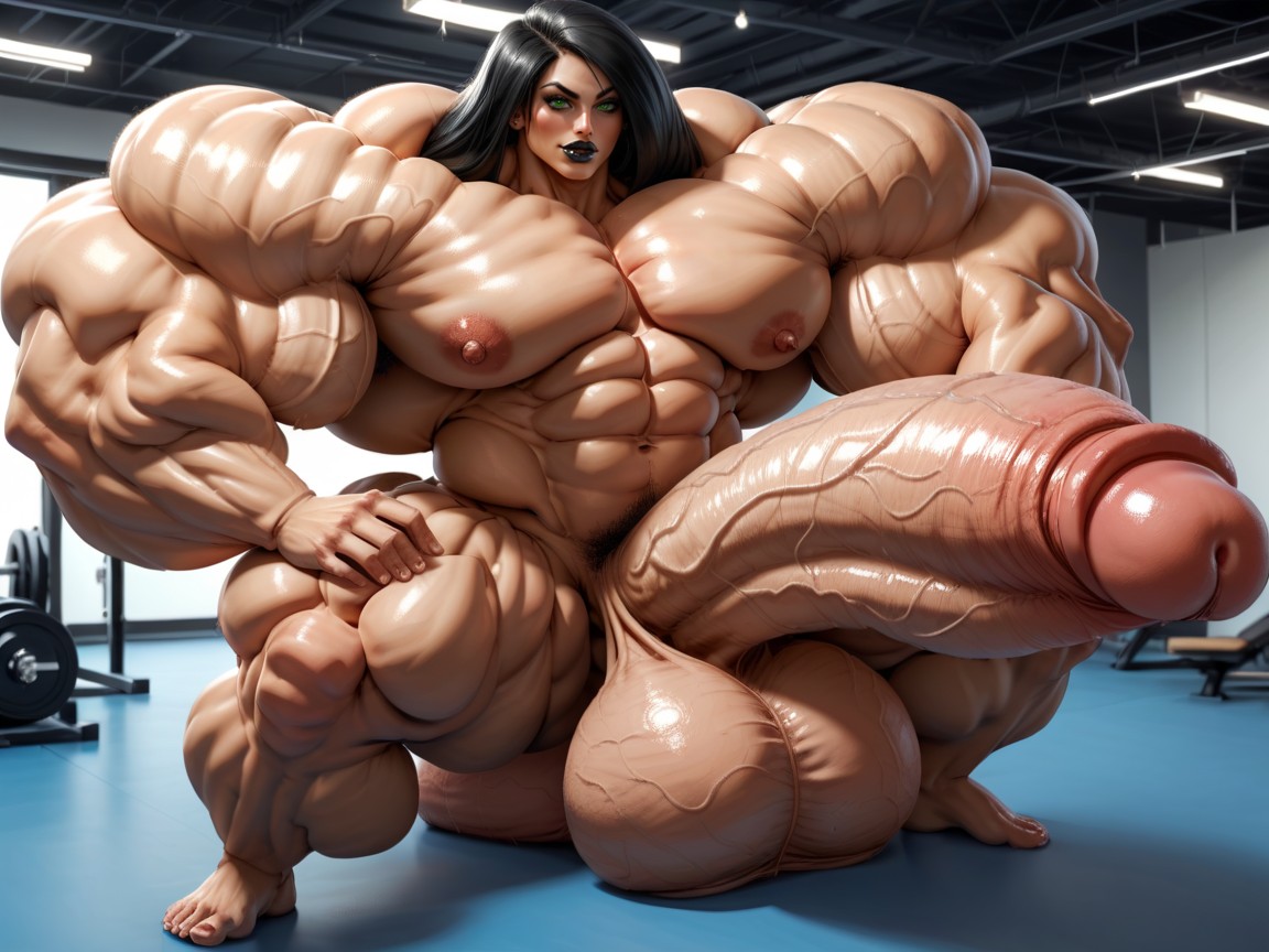 Hyper Oversized Gigantic Massive Muscle, Penis Is Just Way Too Gigantic, Penis The Size Of The Gym Travesti IA Pornô