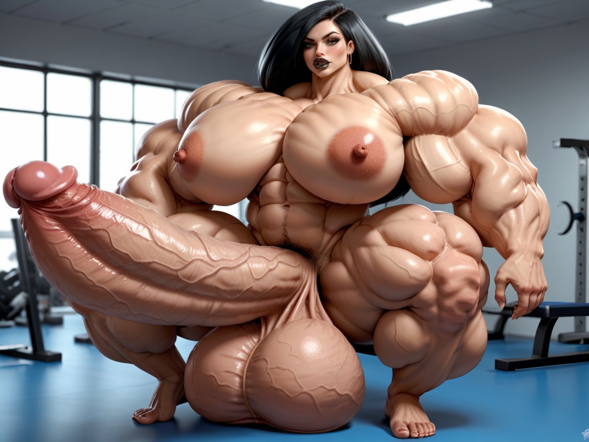 Hyper Gigantic Muscle Hips, Hyper Balls Growth, Penis Is Just Way Too Gigantic ニューハーフAIポルノ