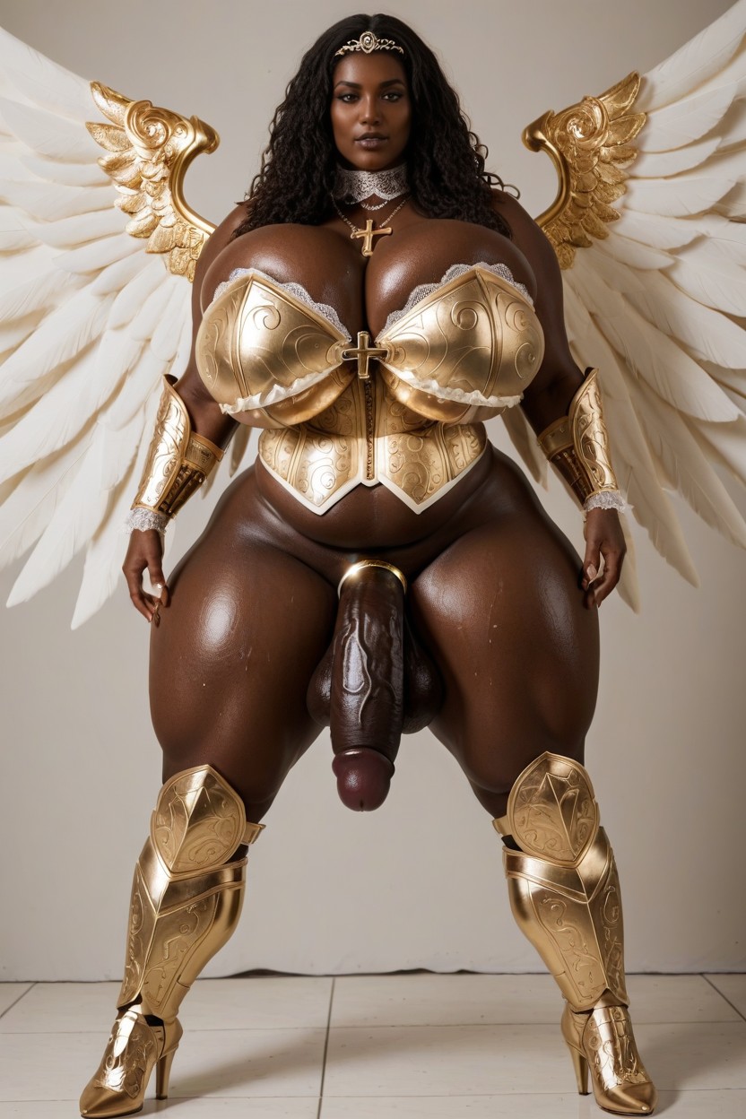 Thick Thighs, Gold Waist Chain, Front View Shemale AI Porn