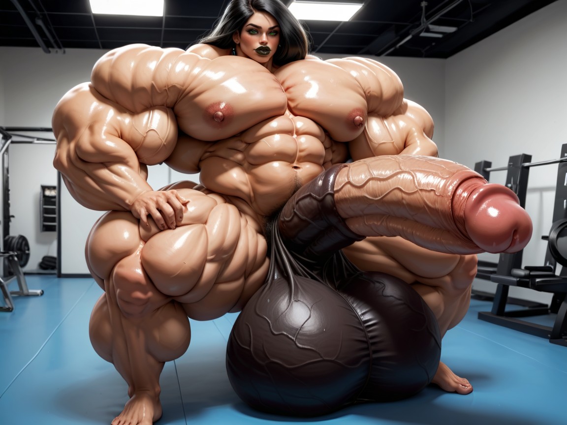 Hyper Oversized Enormous Massive Girthy Penis, 小さな胸, Balls Are Big Enough To Touch The Floor ニューハーフAIポルノ