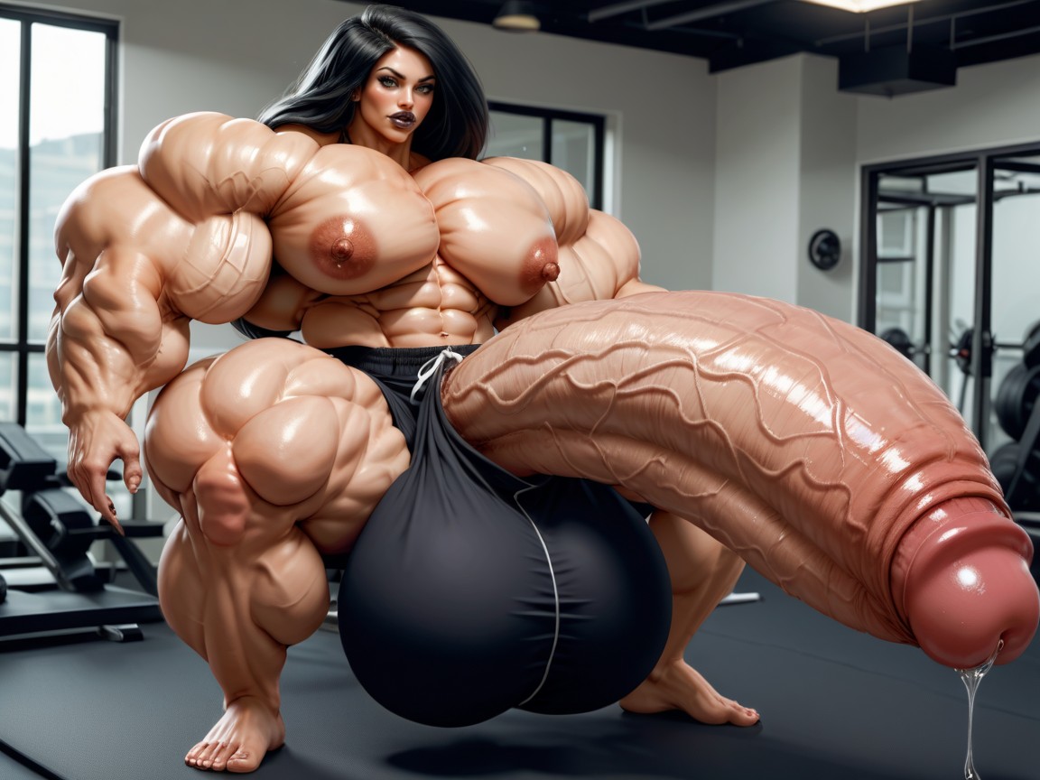 Balls Are Big Enough To Touch The Floor, Hyper Gigantic Balls, Hyper Gigantic Massive Balls Shemale AI Porn