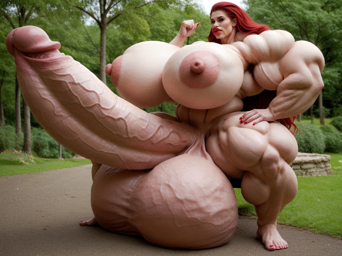 Small Breasts, Hdr, Hyper Gigantic Massive Penis Shemale AI Porn