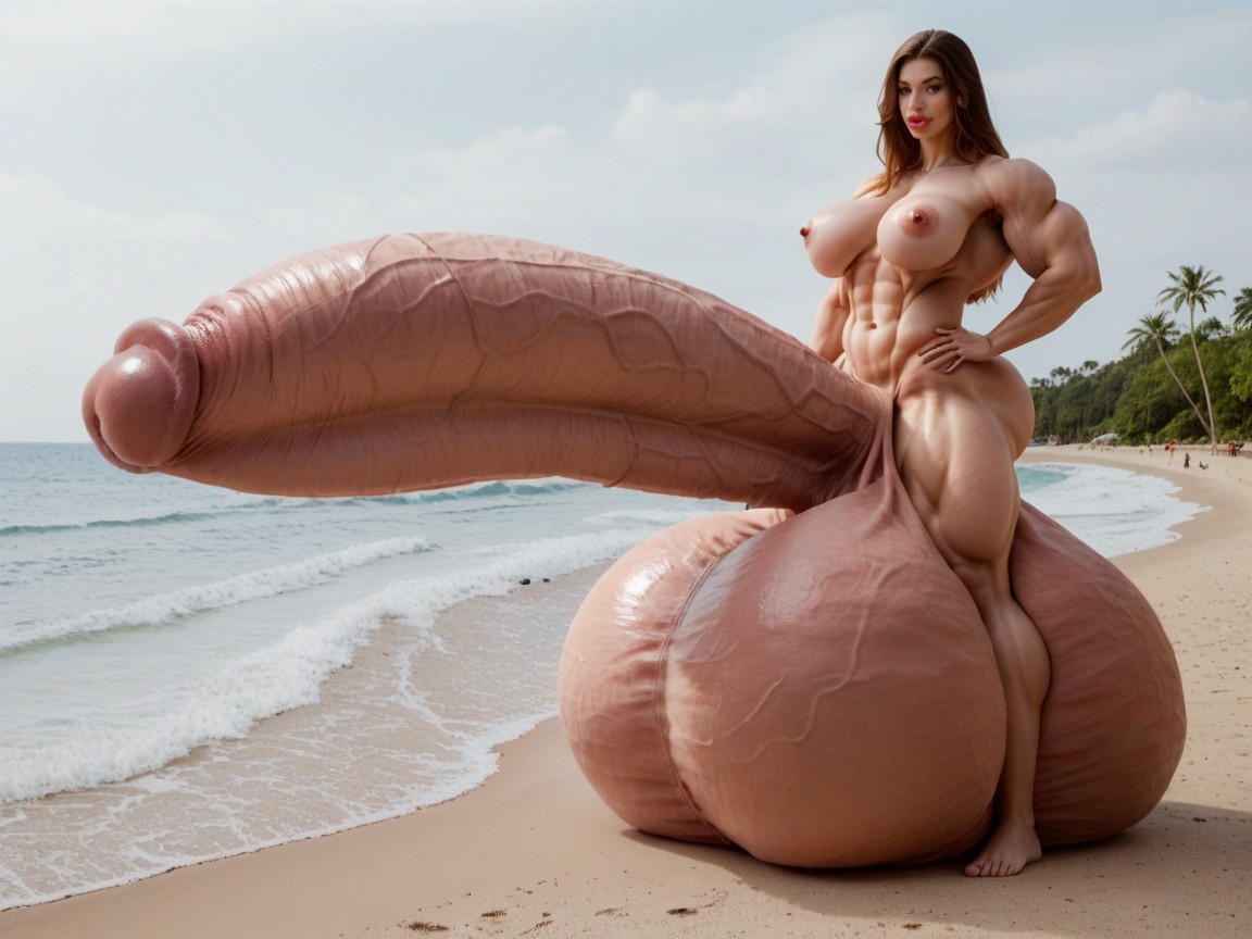 Hyper Oversized Muscle, Hyper Oversized Enormous Massive Girthy Penis, Penis Is Just Way Too Gigantic ニューハーフAIポルノ