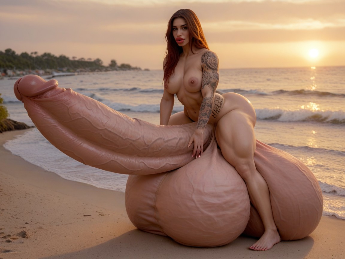 18+, Lots Of Tattoo, Hyper Gigantic Massive Penis Shemale AI Porn