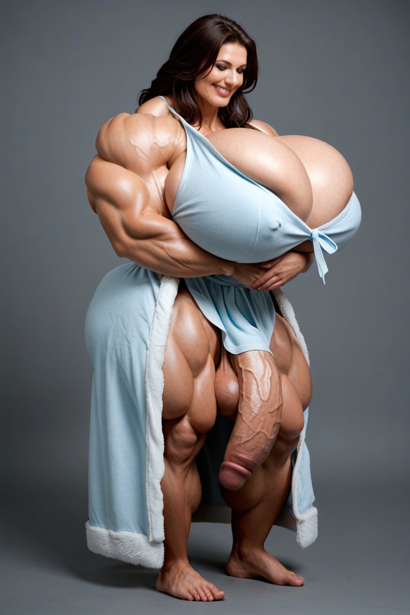 Hyper Gigantic Muscles, Neutral Background, Gorgeous Face 쉬메일 AI 포르노