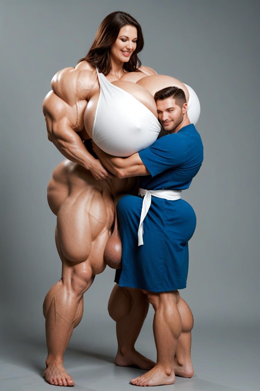 Boobs Hyper Massive Biceps, Veins, Bathrobe Shemale AI Porn