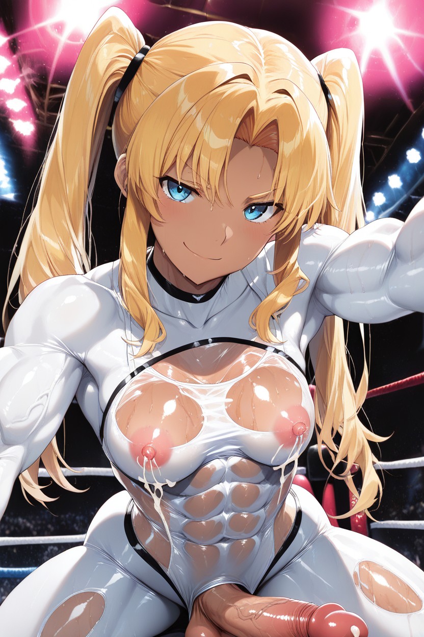 Abs, Yellow Hairwhite Yellow Coloring, Veiny Muscular Thighs 人妖AI色情
