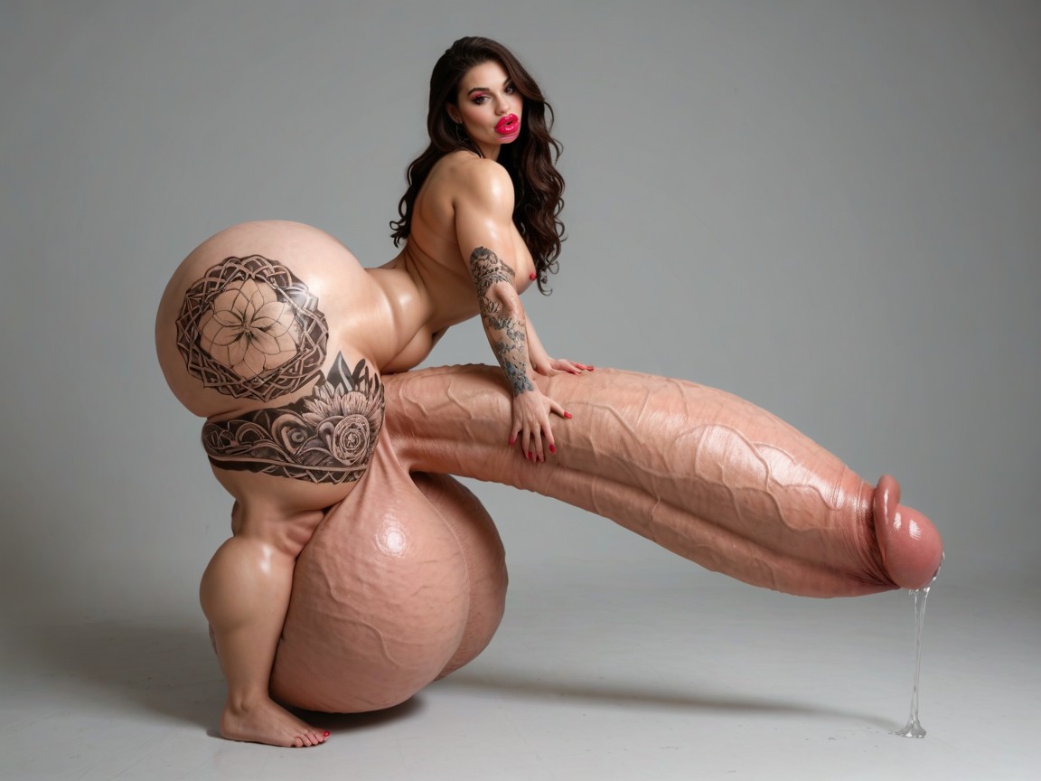 Gorgeous Face, Giant Bulging Penis, 몸보다 큰 음경 쉬메일 AI 포르노