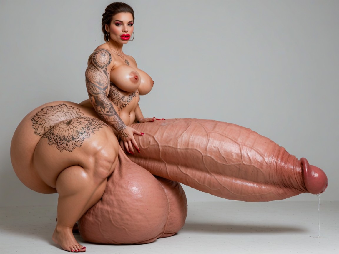 Full Body Tattoo, Hyper Growing, Hyper Oversized Enormous Massive Wides Penis ニューハーフAIポルノ