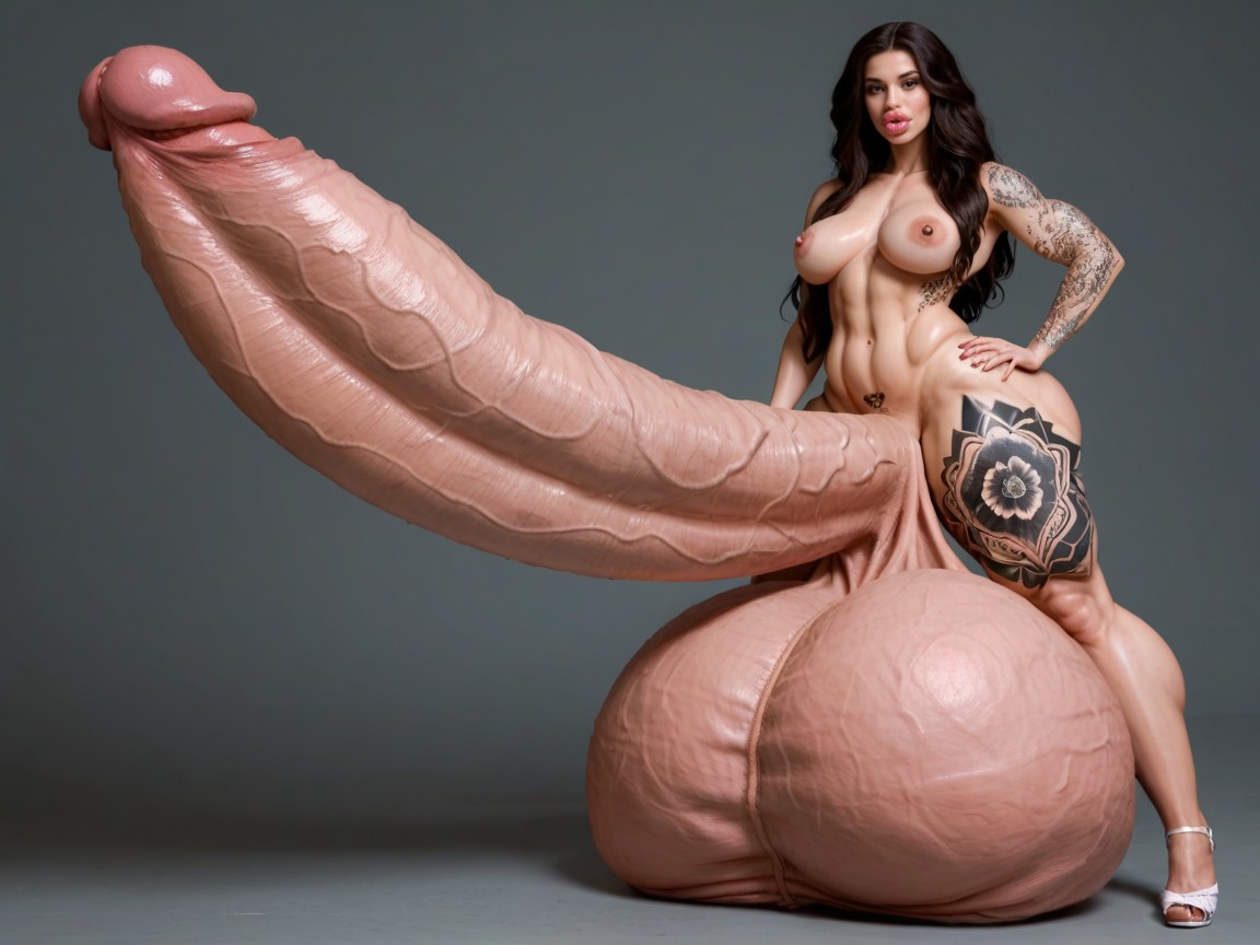 Hyper Gigantic Swollen Bimbo Lips, Hdr, Balls Are Just Too Gigantic Porno IA transsexuelle