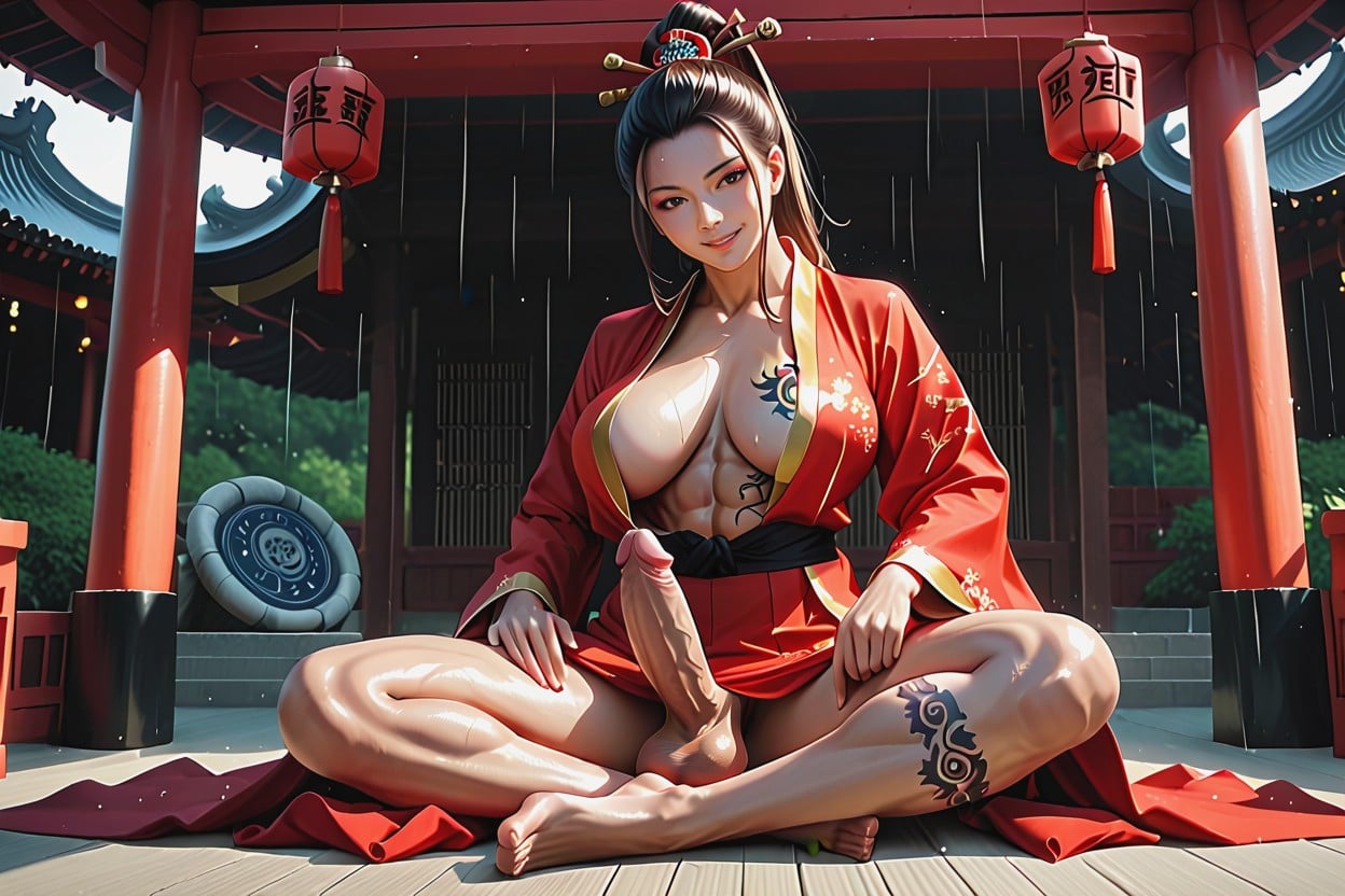 The Background Is Rainy Chinese Style Garden, Testicles, 大 人妖AI黃片