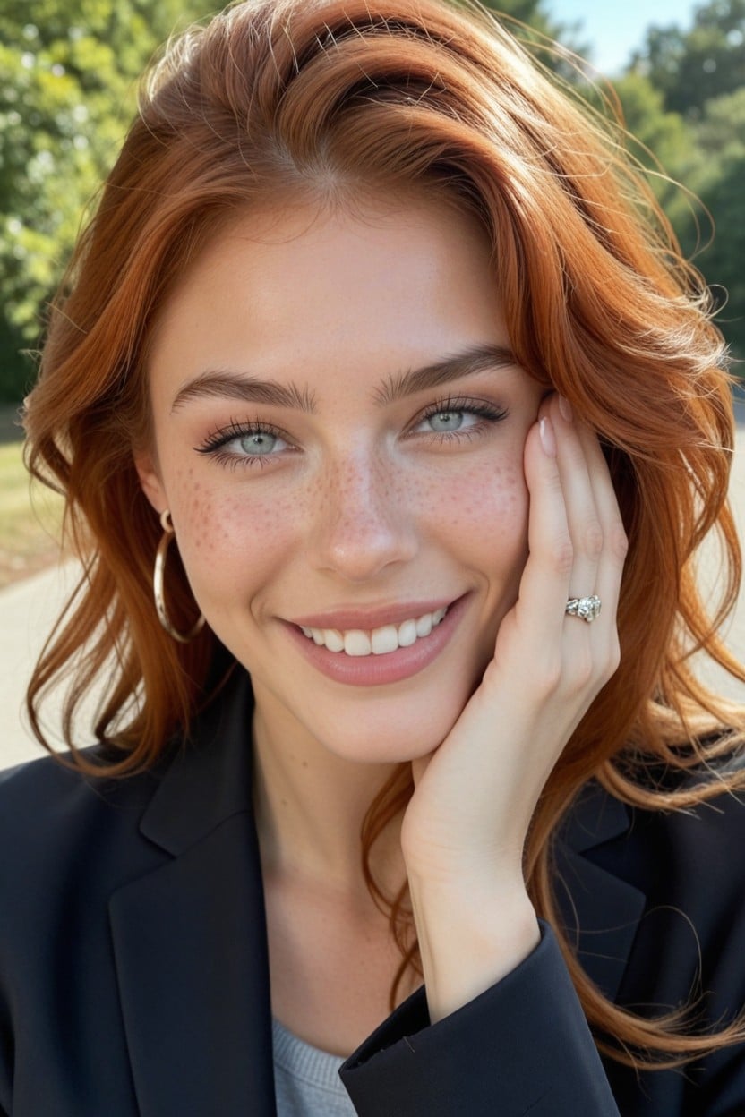Soft Blush, Visible Teeth, Multiple Rings 人妖AI黃片