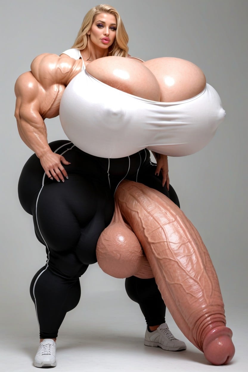 Hyper Absurdly Oversized Penis, Ultra Detailed Face, Colossal Breast Shemale AI Porn